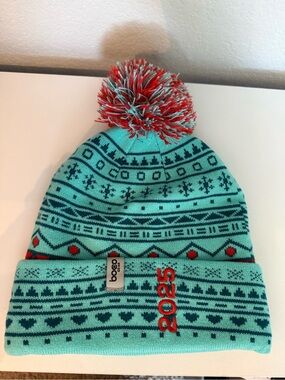 boco Gear Mint Teal Knit Pom Beanie with Red Accents - 2025